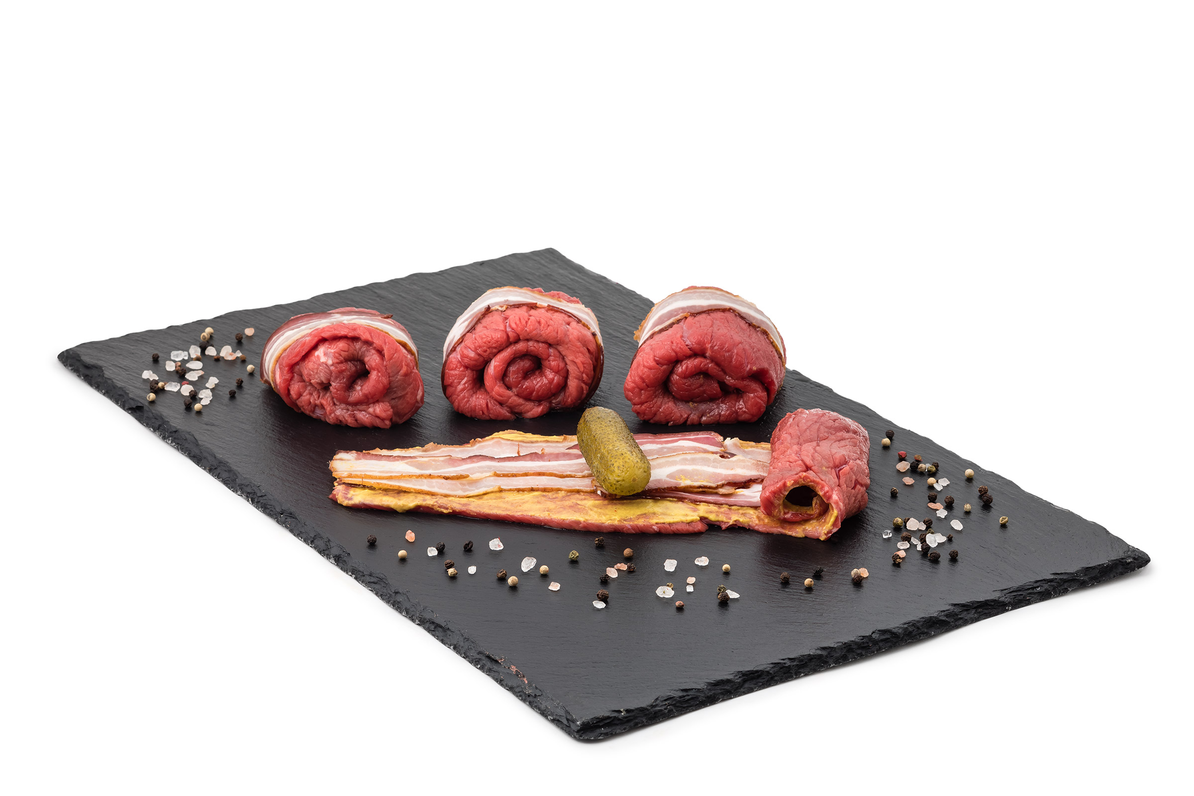 Rinderrouladen mit Speck und Gewürzen