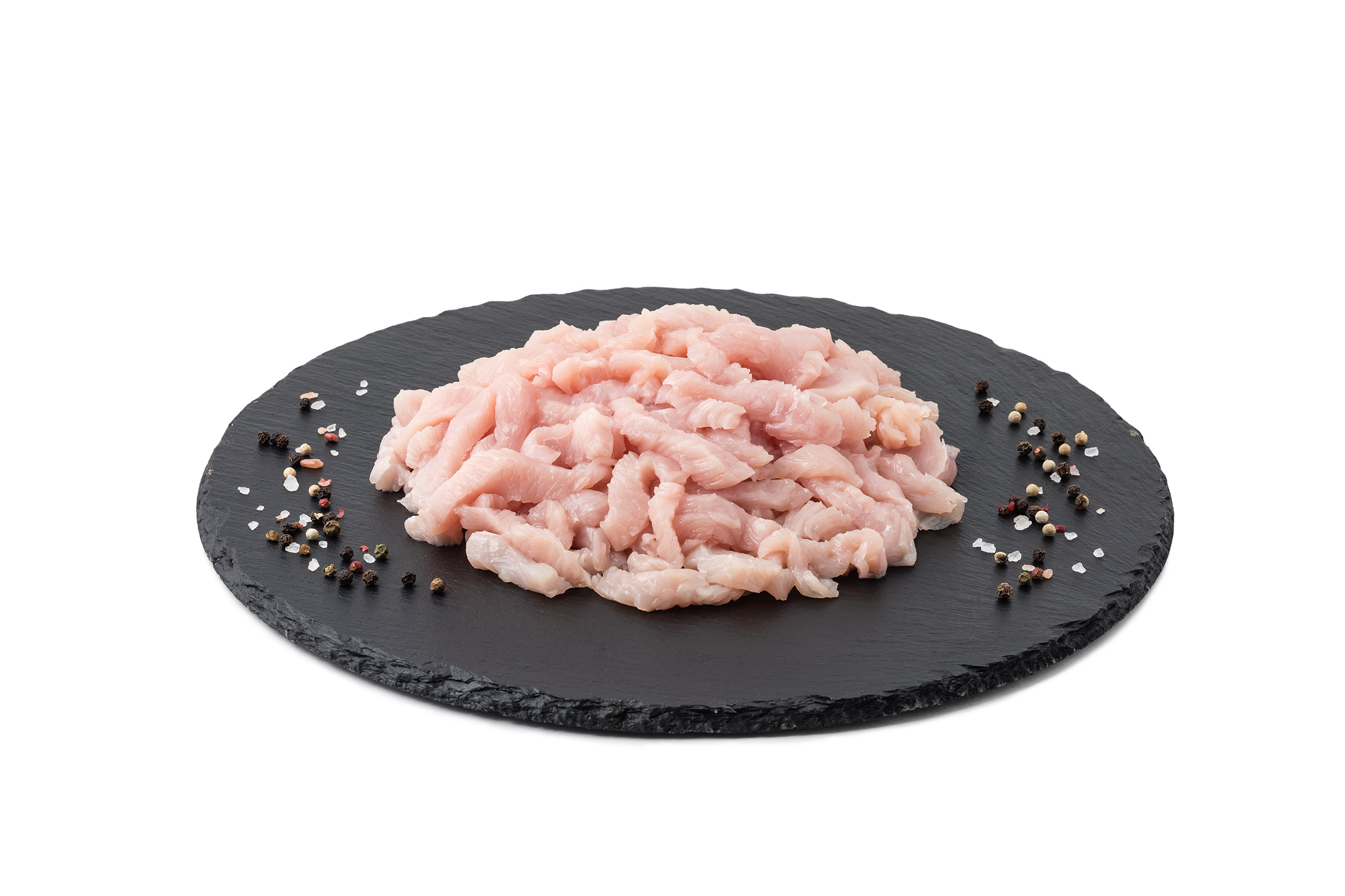 Rohes Putengeschnetzeltes auf Platte